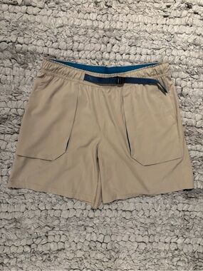 Motion Brand Beige Active Shorts with Elastic Waist and Built In Belt